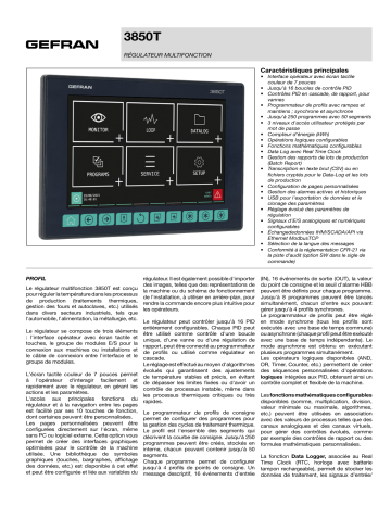 gefran 3850T Up to 16 PID loops Controller Programmer and Recorder, 7” graphic touch interface Fiche technique | Fixfr