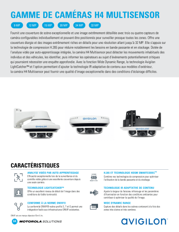 Avigilon H4 Multisensor Camera Line Fiche technique | Fixfr