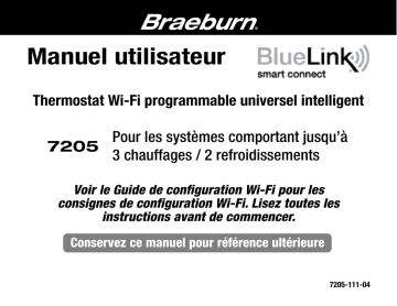Braeburn 7205 BlueLink Smart Wi-Fi Universal Thermostat Manuel utilisateur | Fixfr