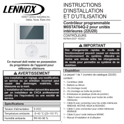 Lennox M0STAT64Q-2 Programmable Controller for Mini-Split Heat Pumps Guide d'installation