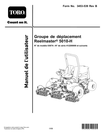 Toro Reelmaster 5010-H Traction Unit Riding Product Manuel utilisateur | Fixfr