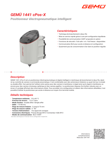 Gemu 1441 cPos-X Intelligent electro-pneumatic positioner Fiche technique | Fixfr