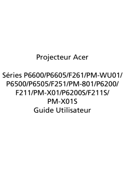 Acer P6605 Projector Manuel utilisateur