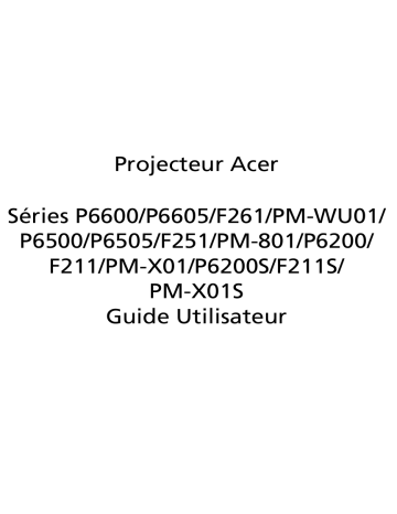 Acer P6605 Projector Manuel utilisateur | Fixfr
