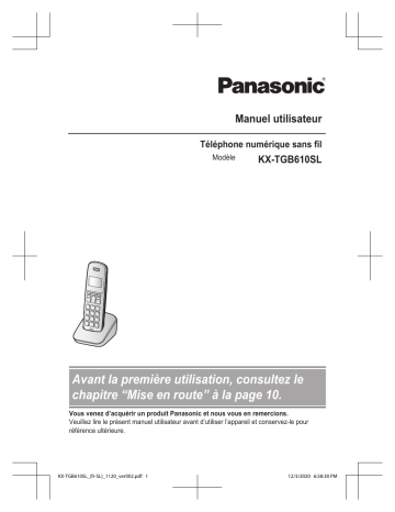Panasonic KXTGB610SL Mode d'emploi | Fixfr