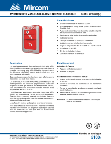 Mircom CAT-5100F MPS-800U Conventional Manuel utilisateur | Fixfr