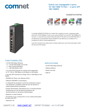 Comnet CNGE6FX2TX4POE Fiche technique | Fixfr