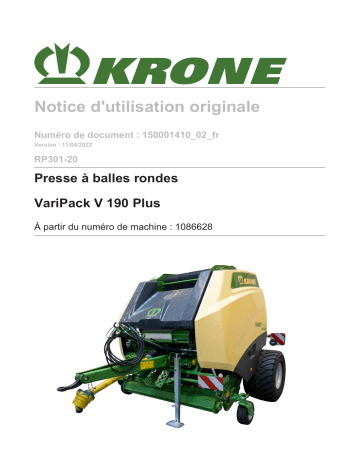 Krone BA VariPack V 190 Plus (RP301-20) Mode d'emploi | Fixfr