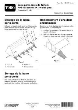 Toro 48in Tooth Bar, TX 1300 Compact Tool Carrier Compact Utility Loaders, Attachment Guide d'installation