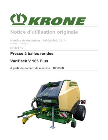 Krone BA VariPack V 165 Plus (RP301-10) Mode d'emploi | Fixfr