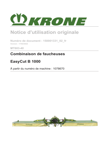 Krone BA EasyCut B 1000 (MT603-40) Mode d'emploi | Fixfr