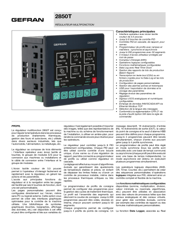 gefran 2850T Up to 8 PID loops Controller Programmer and Recorder, 3.5” graphic touch interface Fiche technique | Fixfr