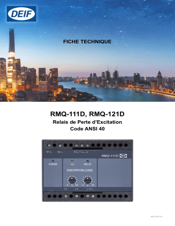 Deif RMQ-111D & RMQ-121D Loss of excitation relay Fiche technique | Fixfr