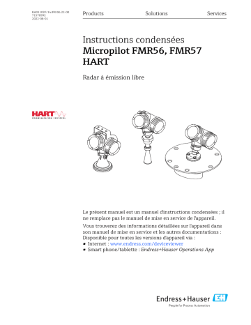 Endres+Hauser Micropilot FMR56, FMR57 HART Manuel utilisateur | Fixfr