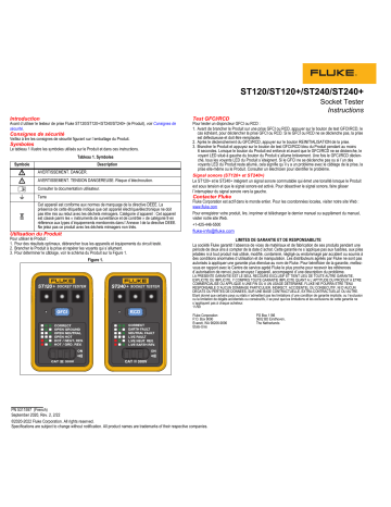 Fluke Testeur de prise GFCI ST120+ avec signal sonore Mode d'emploi | Fixfr
