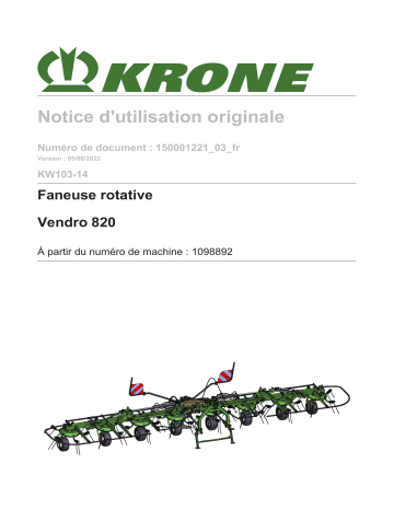 Krone BA KW 800 (KW103-14) Mode d'emploi | Fixfr