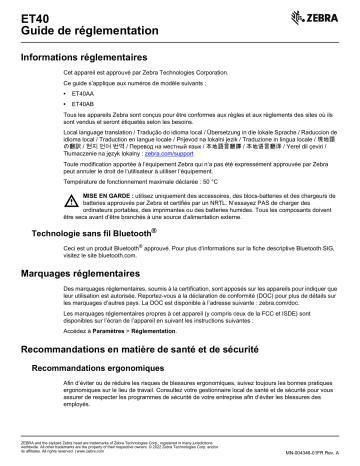 Zebra ET40 Manuel du propriétaire | Fixfr