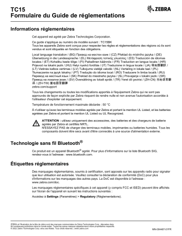 Zebra TC15 Manuel du propriétaire | Fixfr