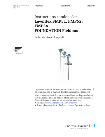 Endres+Hauser Levelflex FMP51, FMP52, FMP54 FOUNDATION Fieldbus Manuel utilisateur | Fixfr