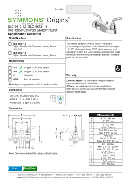 Symmons Industries SLC-9612-1.5 Origins™ 1.5 gpm 3-Hole Widespread Bathroom Faucet spécification