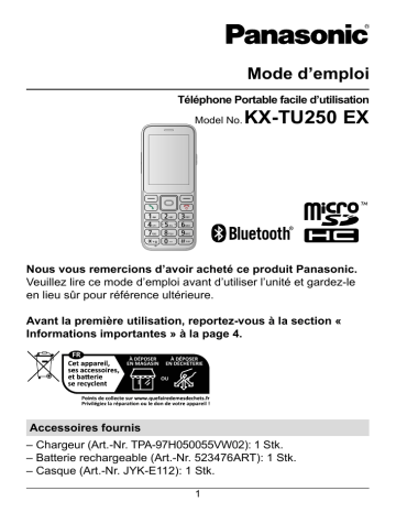 Panasonic KXTU250 Mode d'emploi | Fixfr