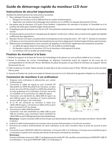 Acer CB322QK Monitor Guide de démarrage rapide | Fixfr
