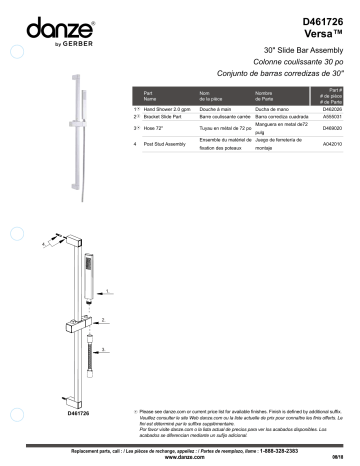 Gerber Plumbing D461726BS Versa™ Single Function Hand Shower in Satin Black Installation manuel | Fixfr