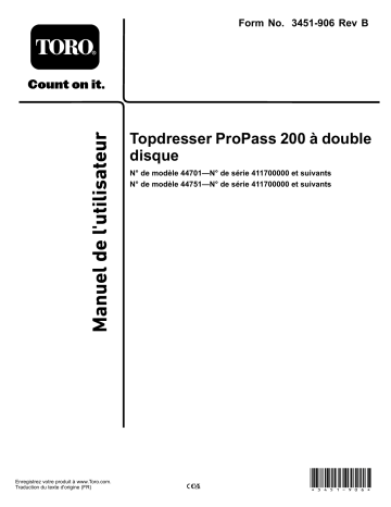 Toro ProPass 200 Top Dresser Manuel utilisateur | Fixfr