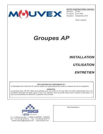 Mouvex 1005-D00 Groupes AP Manuel utilisateur | Fixfr