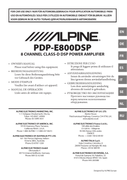 Alpine PDP-E800DSP Manuel du propriétaire