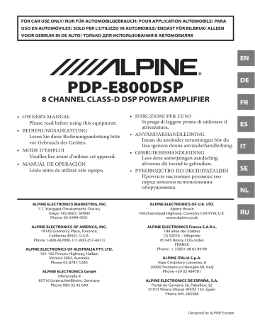 Alpine PDP-E800DSP Manuel du propriétaire | Fixfr