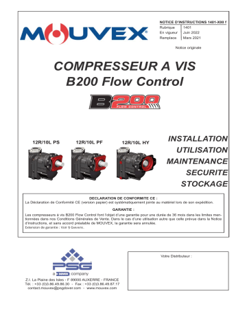 Mouvex 1401-X00 B200 Flow control Manuel utilisateur | Fixfr