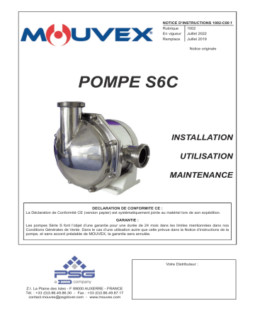 Mouvex 1002-C00 Pompe S6C Manuel utilisateur | Fixfr