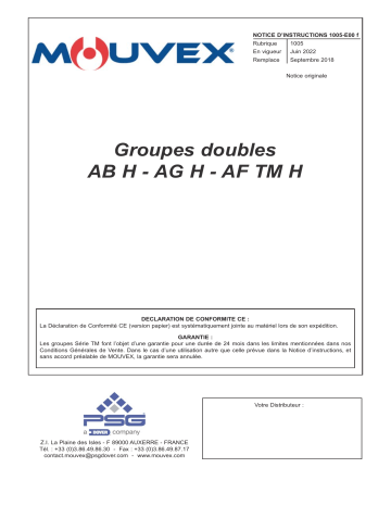 Mouvex 1005-E00 Groupes doubles AB H - AG H - AF TM H Manuel utilisateur | Fixfr