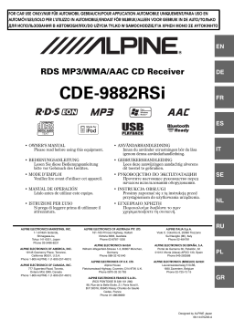 Alpine CDE-9882RSi Manuel du propriétaire