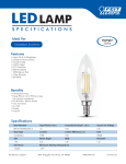 Feit Electric BPCTC100950CAFIL/2/6 100-Watt Equivalent B10 E12 Candelabra Dimmable Filament CEC Clear Chandelier LED Light Bulb Daylight 5000K (12-Pack) sp&eacute;cification