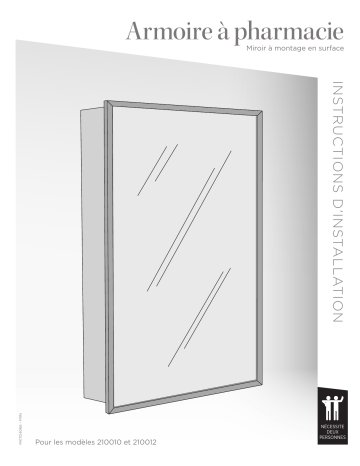 210012 | 210000 | 210001 | 210010 | TRUporte 210002 Rosehill 16 in. Surface Mount Medicine Cabinet Mode d'emploi | Fixfr