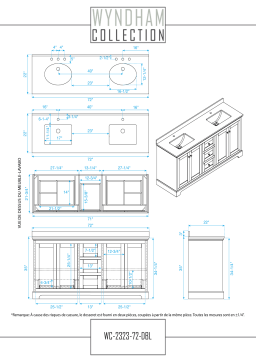 Wyndham Collection WCV232372DGBCXSXXMXX Avery 71 in. W x 21.75 in. D x 34.25 in. H Double Bath Vanity Cabinet without Top spécification