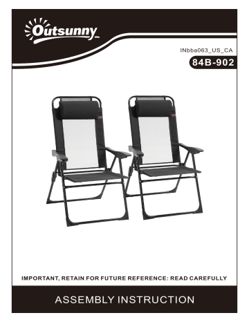 84B-902RD | 84B-902GN | 84B-902BK | Outsunny 84B-902DB Portable Folding Recliner Metal Patio Chaise Outdoor Lounge Chair Mode d'emploi | Fixfr