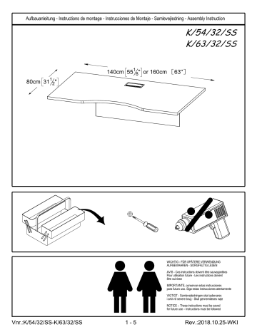 HD-55330075432 | Nyhus HD-55020075432 54 in. x 31.5 in. Espresso Electric Height Adjustable Sit- Standing Desk Mode d'emploi | Fixfr