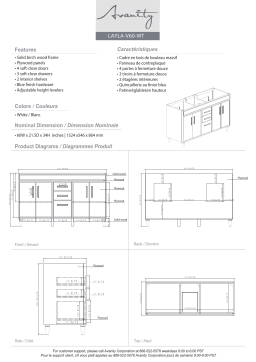 Avanity LAYLA-VS61-WT-A Layla 61 in. W x 22 in. D x 35 in. H Bath Vanity spécification