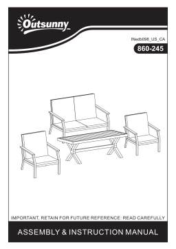 Outsunny 860-245 4-Piece Patio Wicker Sofa Set, Outdoor PE Rattan Aluminum Frame Conservatory Furniture, Coffee Table Mode d'emploi
