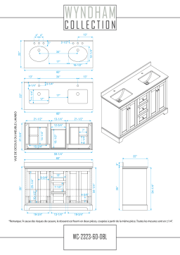 Wyndham Collection WCV232360DGBCMUNOMXX Avery 60 in. W x 22 in. D x 35 in. H Double Bath Vanity spécification