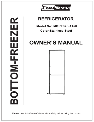 Conserv MDRF376-1150 11.5 cu. ft. Bottom Freezer Refrigerator Guide d'installation | Fixfr