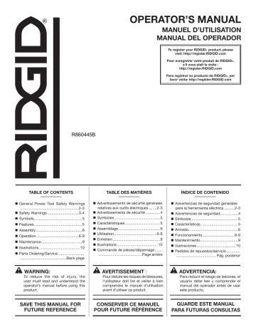 R860445KSBN-R86011B | R860445KSBN-R87208B | RIDGID R860445KN 18V Cordless Grease Gun Kit Mode d'emploi | Fixfr