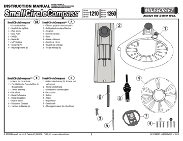 Milescraft 73570003 Small Circle Bundle - Includes SmallCircleCompass, ScribeTec and TriGrips Mode d'emploi | Fixfr