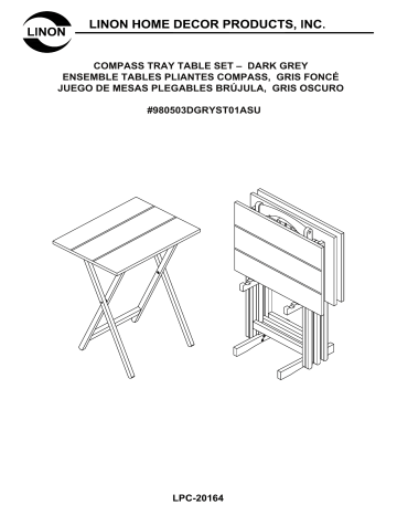 Linon Home Decor THD01872 Cassia Grey Tray Table Set Mode d'emploi | Fixfr