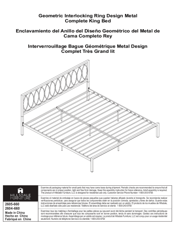 2604-660 | Hillsdale Furniture 2605-660 Naomi Gray King Headboard and Footboard with Frame Metal Bed Mode d'emploi | Fixfr