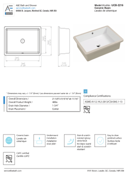 A&E 240146 Dulce 21.625 in. Undermount Ceramic Bathroom Sink spécification