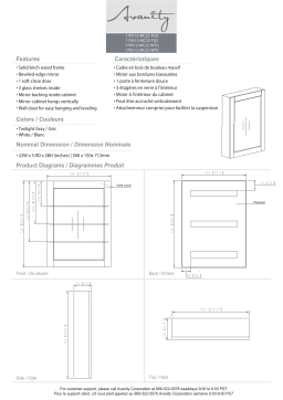 Avanity 170512-MC22-WTG Allie 22 in. W x 28 in. H x 6 in. D Surface Mount Medicine Cabinet spécification